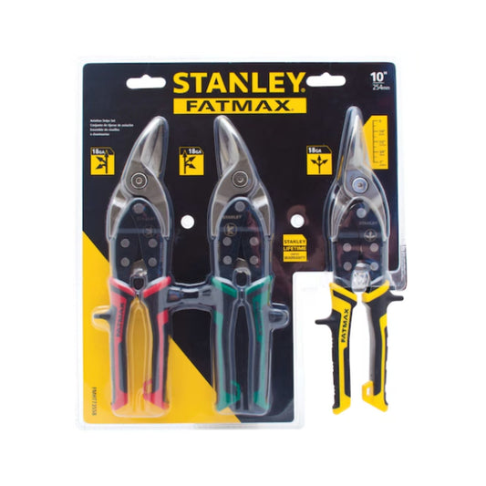 Kit de 3 Tijeras de Aviación Stanley FatMax FMHT73558 | Corte Recto, Izquierdo y Derecho para Lámina