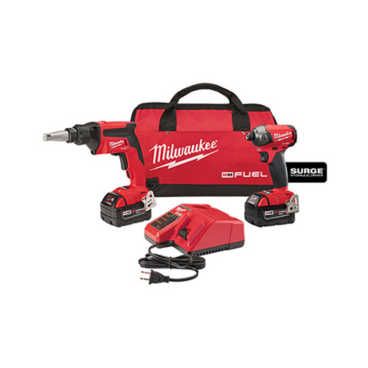 COMBO DESTORNILLADOR PARA TABLAROCA MAS DESTORNILLADOR DE IMPACTO 1/4" M18™ MILWAUKEE 2896-22 CON 2 BATERIAS