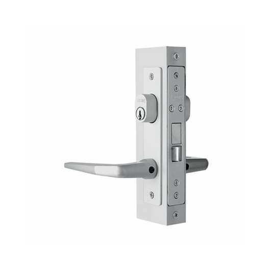 CERRADURA PARA PUERTA ALUMINIO PHILLIPS 2487 ASSA-ABLOY DOBLE MANIJA COLOR BLANCO