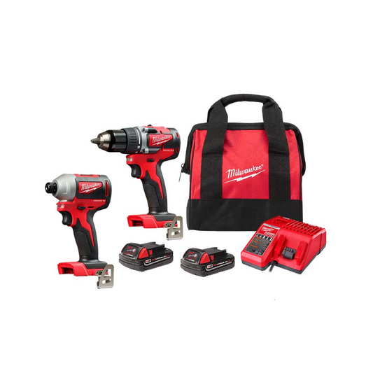 TALADRO DE 1/2" MAS DESTORNILLADOR DE IMPACTO DE 1/4" M18™ MILWAUKEE 2900-22CT CON 2 BATERIAS