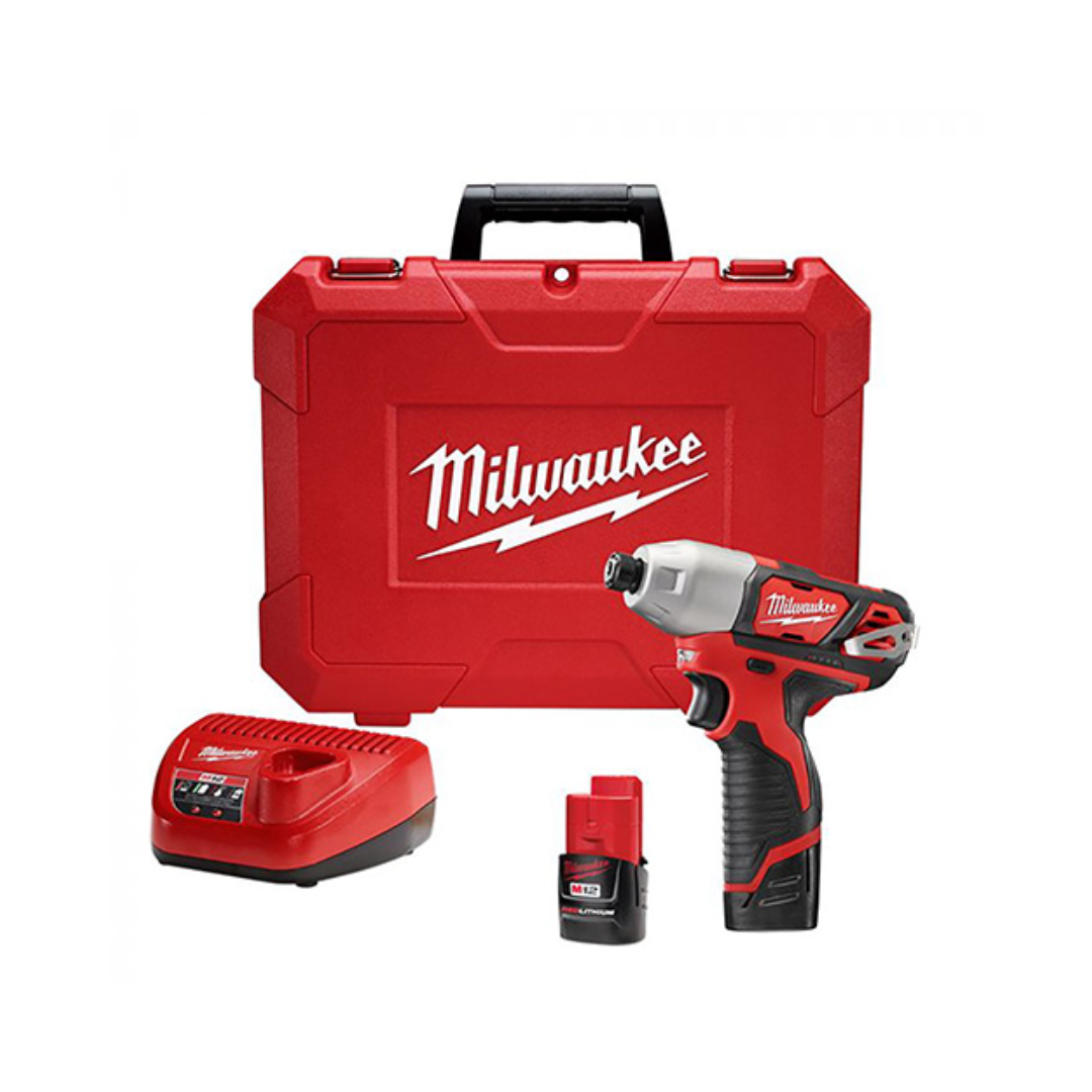 DESTORNILLADOR DE IMPACTO HEX M12™ MILWAUKEE 2462-22-D DE 1/4" MAS 2 BATERIAS