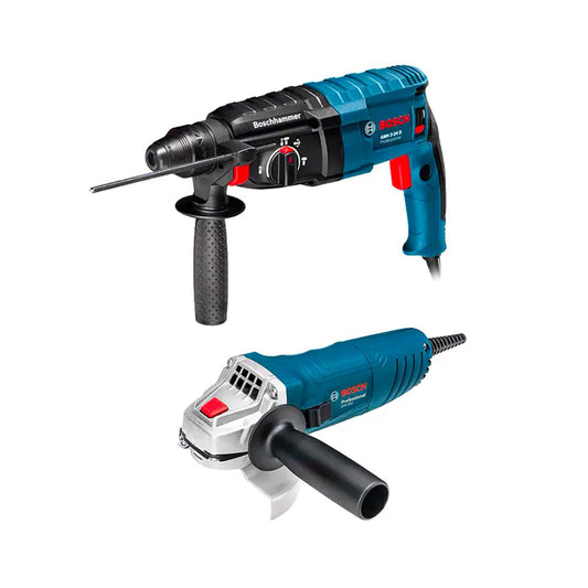 Combo Bosch Martillo Perforador GBH 2-24 D SDS PLUS + Miniesmeriladora Angular GWS 850 – Herramientas Profesionales de Construcción