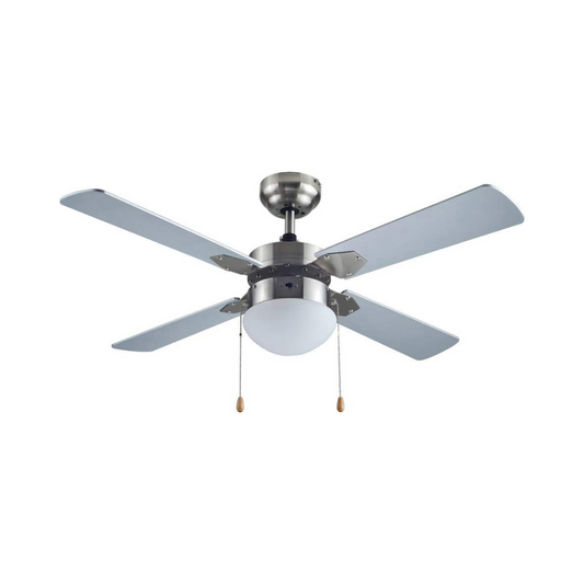 VENTILADOR DE TECHO AXO LIGHT BREZZA DE 42" 60W CON LUZ Y CADENA COLOR NIQUEL SATINADO Y ASPAS GRIS