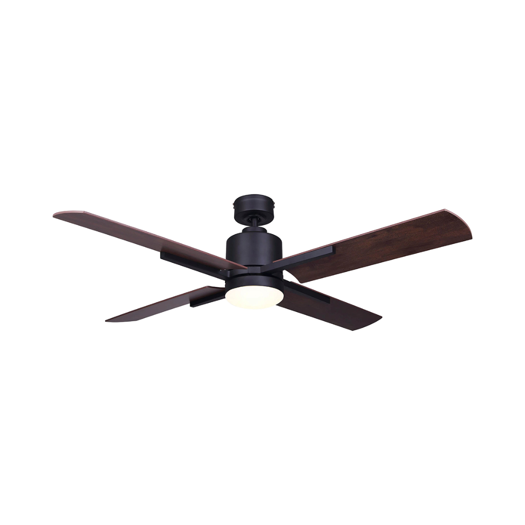 VENTILADOR DE TECHO AXO LIGHT VERNIER DE 52" 18W CON LUZ LED Y CONTROL REM. 6 VEL. COLOR NEGRO NOGAL