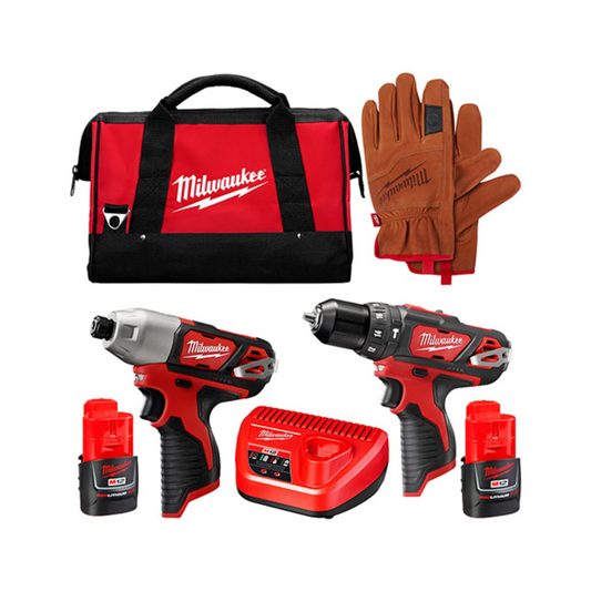 COMBO ROTOMARTILLO 3/8" Y DESTORNILLADOR DE IMPACTO 1/4" M12™ MILWAUKEE P121-2497, INCLUYE 2 BATERIAS Y GUANTES