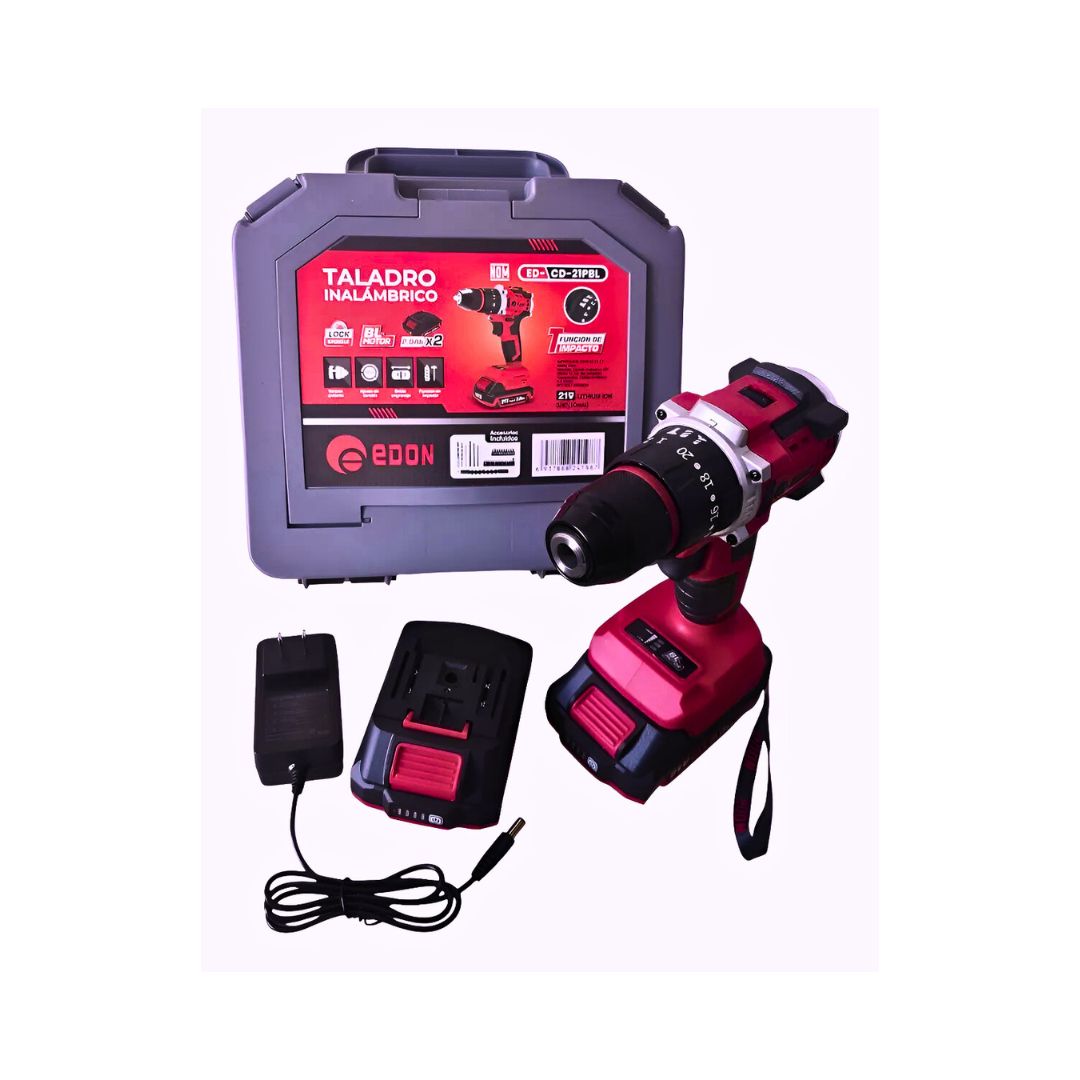 COMBO ROTOMARTILLO BRUSHLESS 21V EDON ED-CD-21PBL | 2 BATERÍAS + CARGADOR