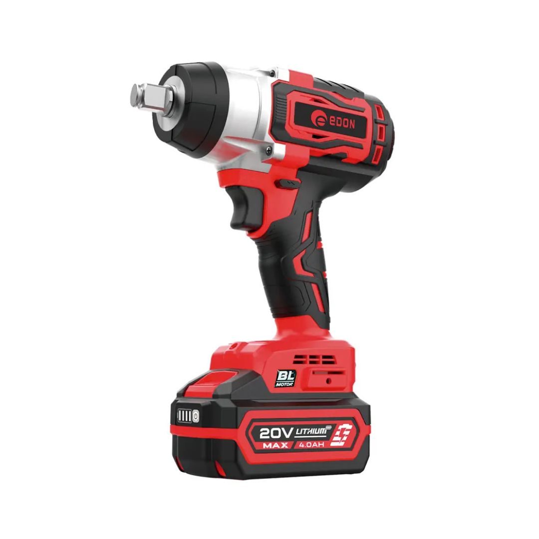 Llave de Impacto 1/2" Edon ED-IW-500PBL 21V Brushless con 2 Baterías 4.0Ah, Cargador y Dados de Impacto