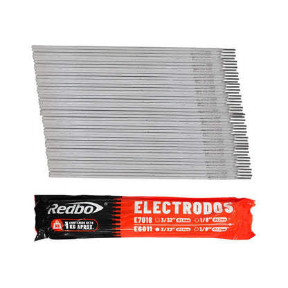 Electrodo de Soldadura Redbo E6013 1/8" | 1Kg | Electrodo rutílico de acero al carbono para soldadura al arco CA/CD.