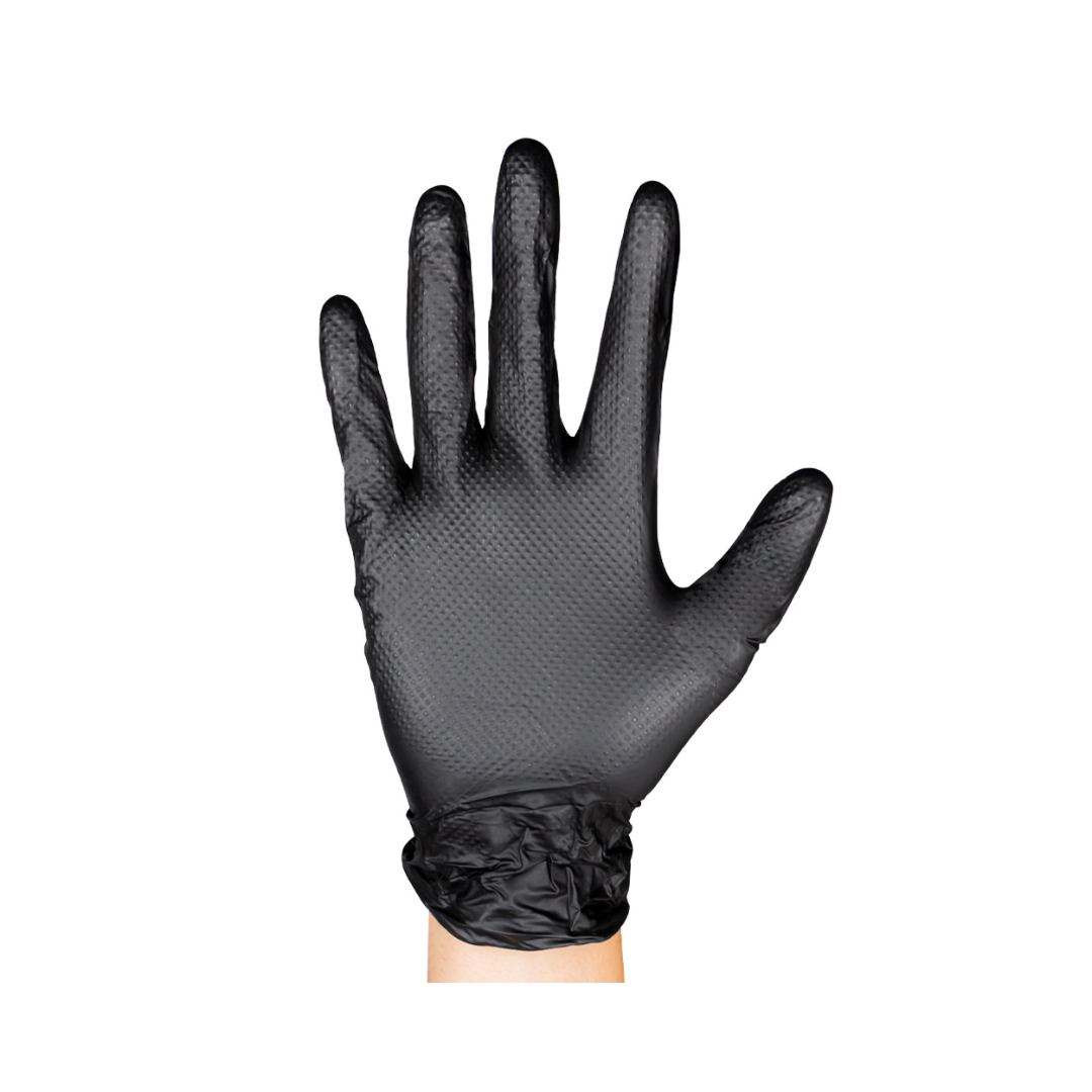 GUANTES NEGROS DESECHABLES DE NITRILO T:M 7,0MIL (100 UDS.) TEXTURA DIAMANTE