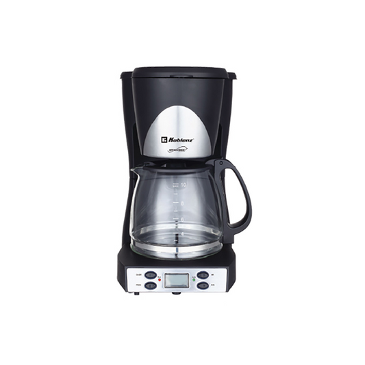 CAFETERA DE 12 TAZAS PROGRAMABLE C/JARRA DE VIDRIO DE 1.5 LTS C/FUNCION ANTIGOTEO Y FILTRO PERM. LAVABLE