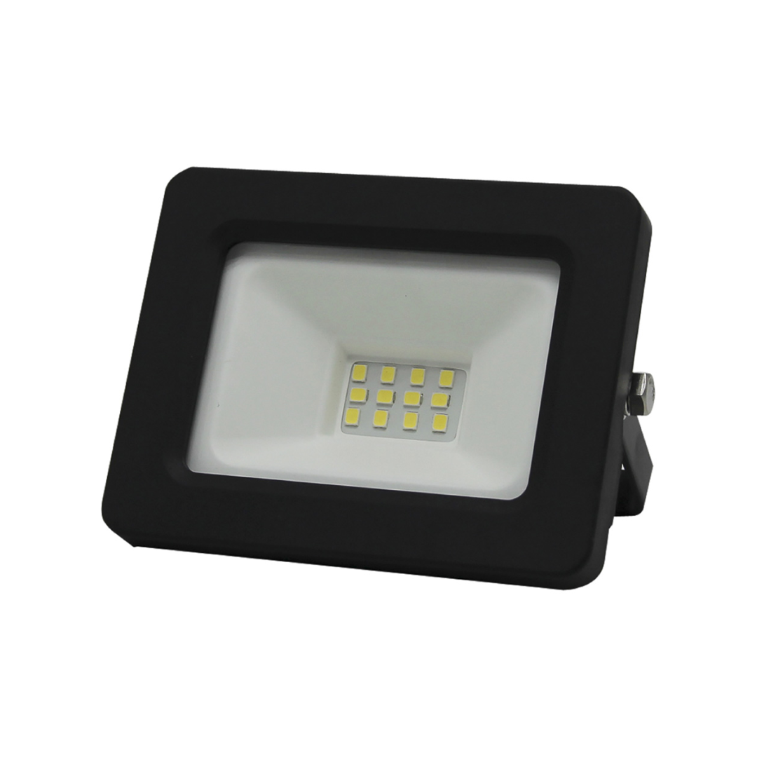 REFLECTOR LED DE 10 WATTS DE 120-240 VOLTS LUZ BLANCA 6500K 0.9 FP MARCO NEGRO